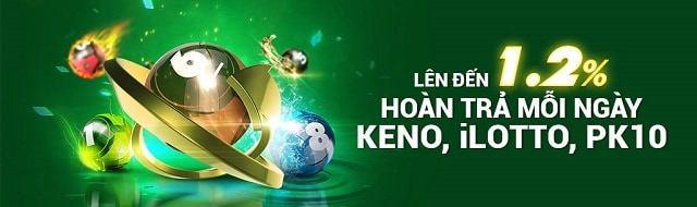 Tham gia chơi Keno, iLotto, PK 10 nhận ngay hoàn trả mỗi ngày lên đến 1.2%